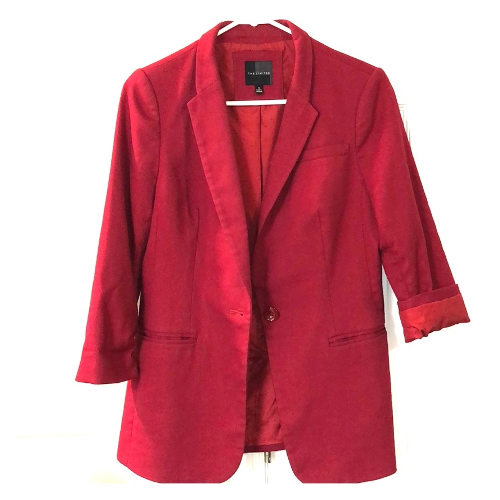 Deep Red Boyfriend style, 3/4 length sleeve Blazer
